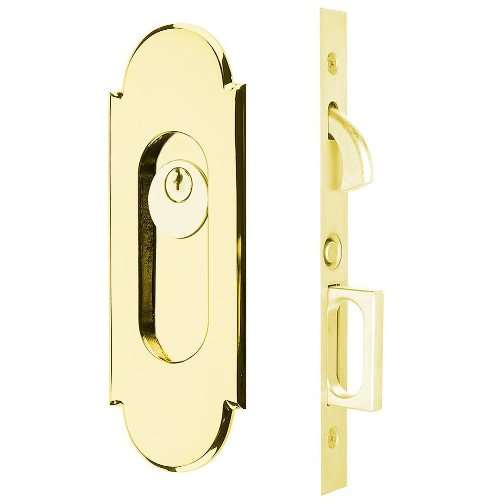 Emtek #8 Keyed Pocket Door Mortise Lock in Polished Brass