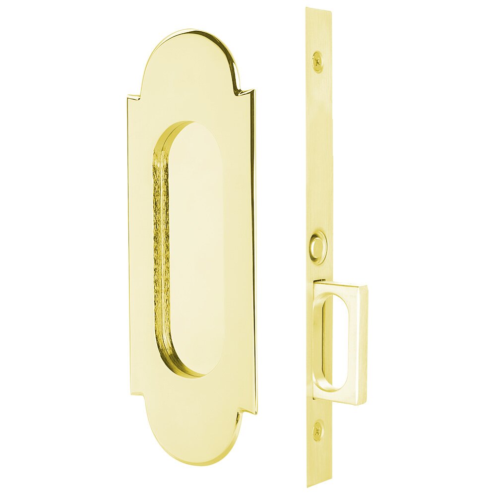 Emtek Mortise #8 Passage Pocket Door Hardware in Unlacquered Brass