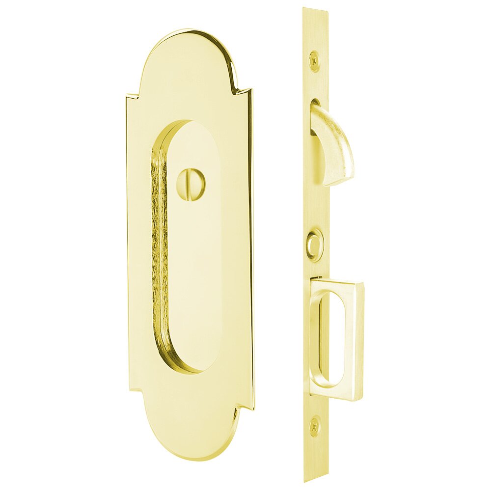 Emtek #8 Privacy Pocket Door Mortise Lock in Unlacquered Brass
