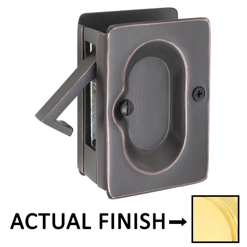 Emtek Passage Pocket Door Lock in Unlacquered Brass