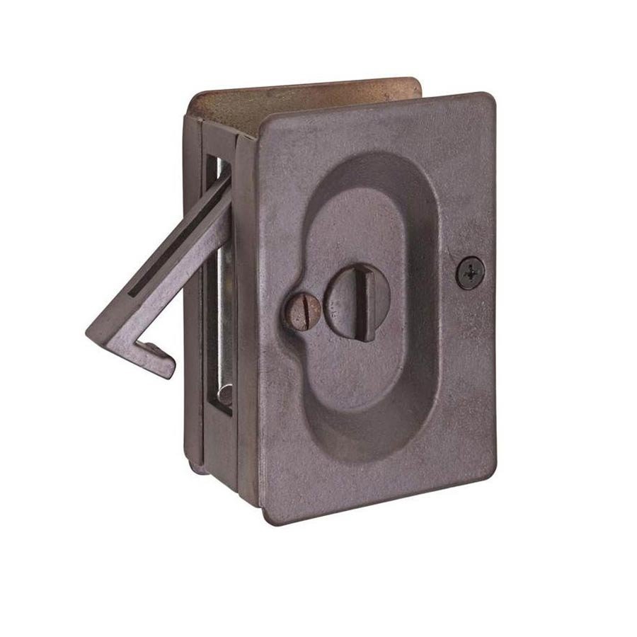 Emtek Privacy Pocket Door Lock in Medium Bronze
