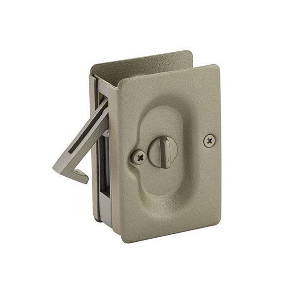 Emtek Privacy Pocket Door Lock in Tumbled White Bronze