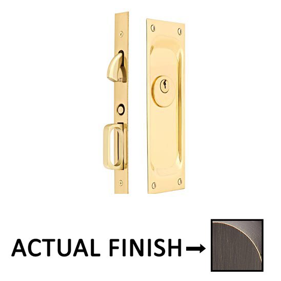 Emtek Keyed Pocket Door Mortise Lock in Medium Bronze