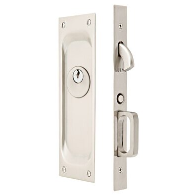 Emtek Keyed Pocket Door Mortise Lock in Satin Nickel