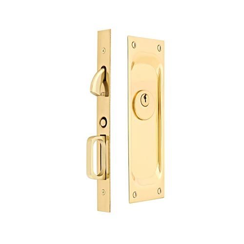 Emtek Keyed Pocket Door Mortise Lock in Polished Brass