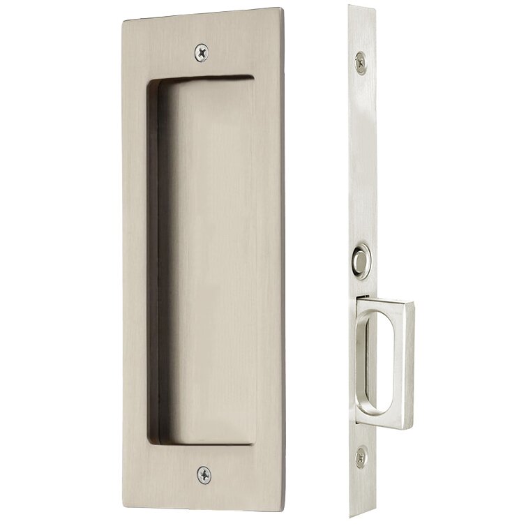 Emtek Mortise Modern Rectangular Passage Pocket Door Hardware in Satin Nickel