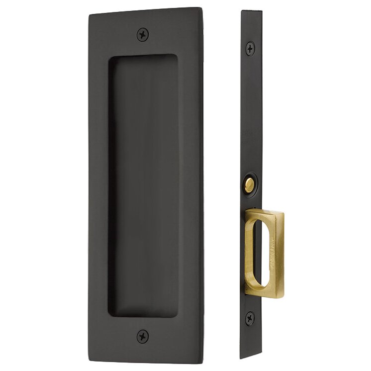 Emtek Mortise Modern Rectangular Passage Pocket Door Hardware in Flat Black