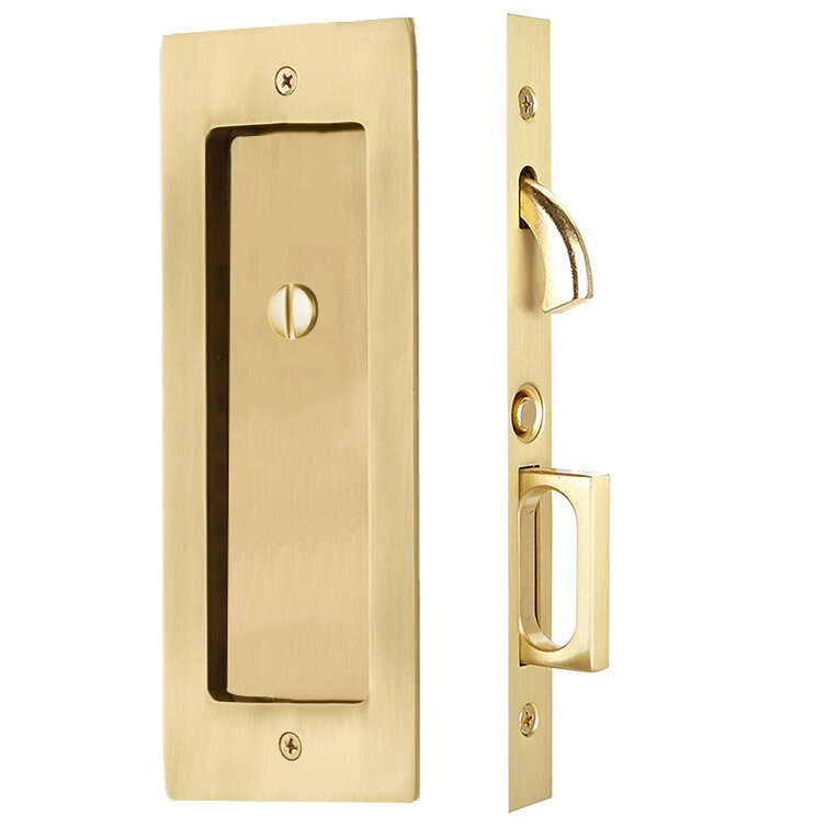 Emtek Modern Rectangular Privacy Pocket Door Mortise Lock in French Antique Brass