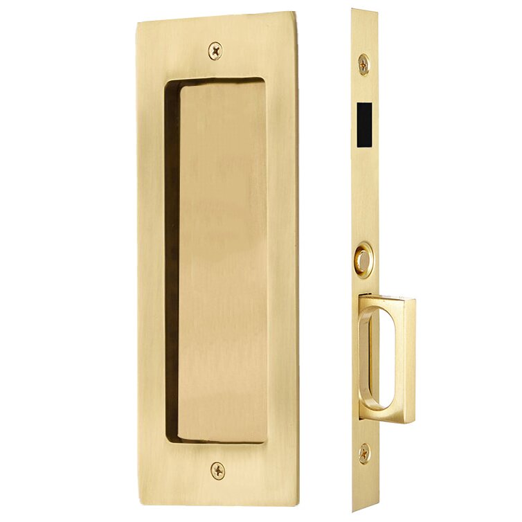 Emtek Modern Rectangular Dummy Pocket Door Mortise Lock in French Antique Brass