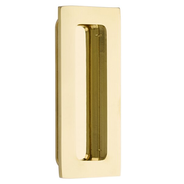 Emtek 4" Modern Rectangular Flush Pull in Unlacquered Brass