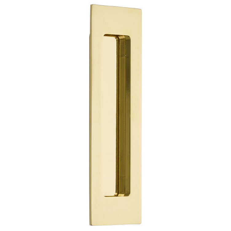 Emtek 7" Modern Rectangular Flush Pull in Unlacquered Brass