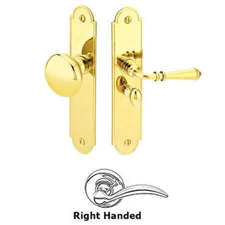 Emtek Right Hand Arch Style Screen Door Lock in Lifetime Brass