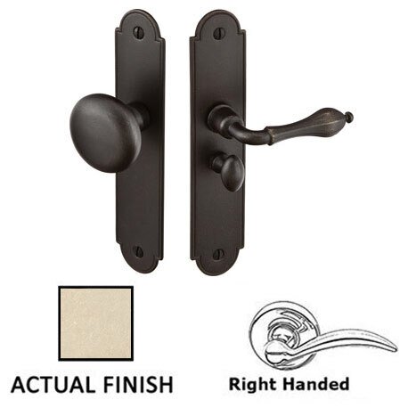 Emtek Right Hand Arch Style Screen Door Lock in Tumbled White Bronze