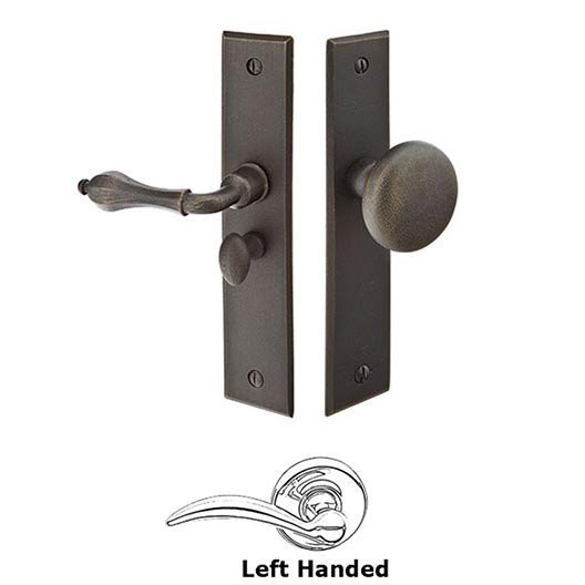 Emtek Left Hand Rectangular Style Screen Door Lock in Medium Bronze