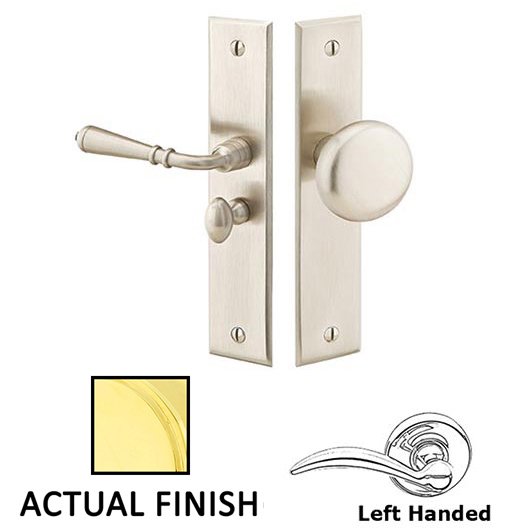 Emtek Left Hand Rectangular Style Screen Door Lock in Unlacquered Brass