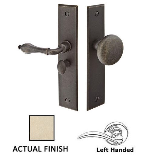 Emtek Left Hand Rectangular Style Screen Door Lock in Tumbled White Bronze