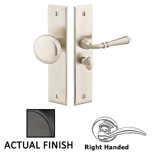 Emtek Right Hand Rectangular Style Screen Door Lock in Flat Black