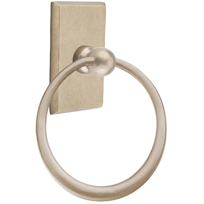 Emtek Rectangular Towel Ring in Tumbled White Bronze
