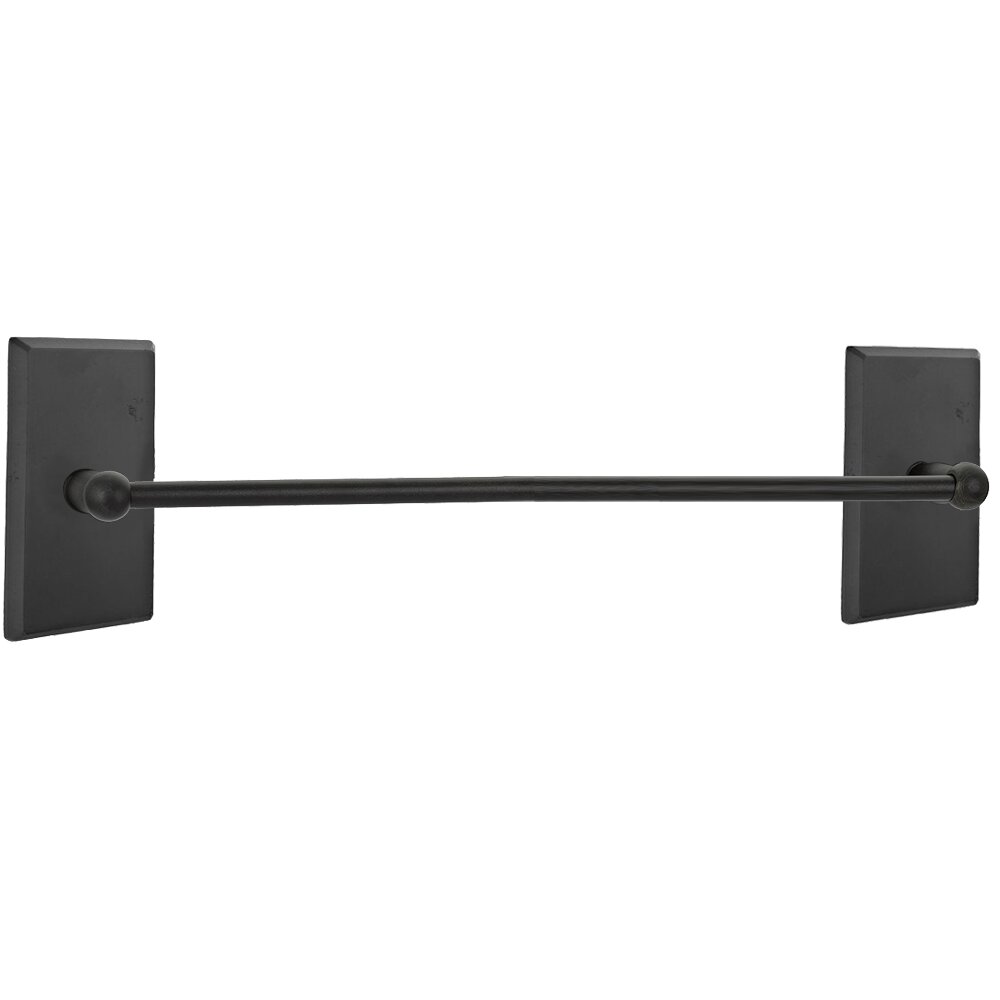 Emtek Rectangular 30" Single Towel Bar in Flat Black Bronze