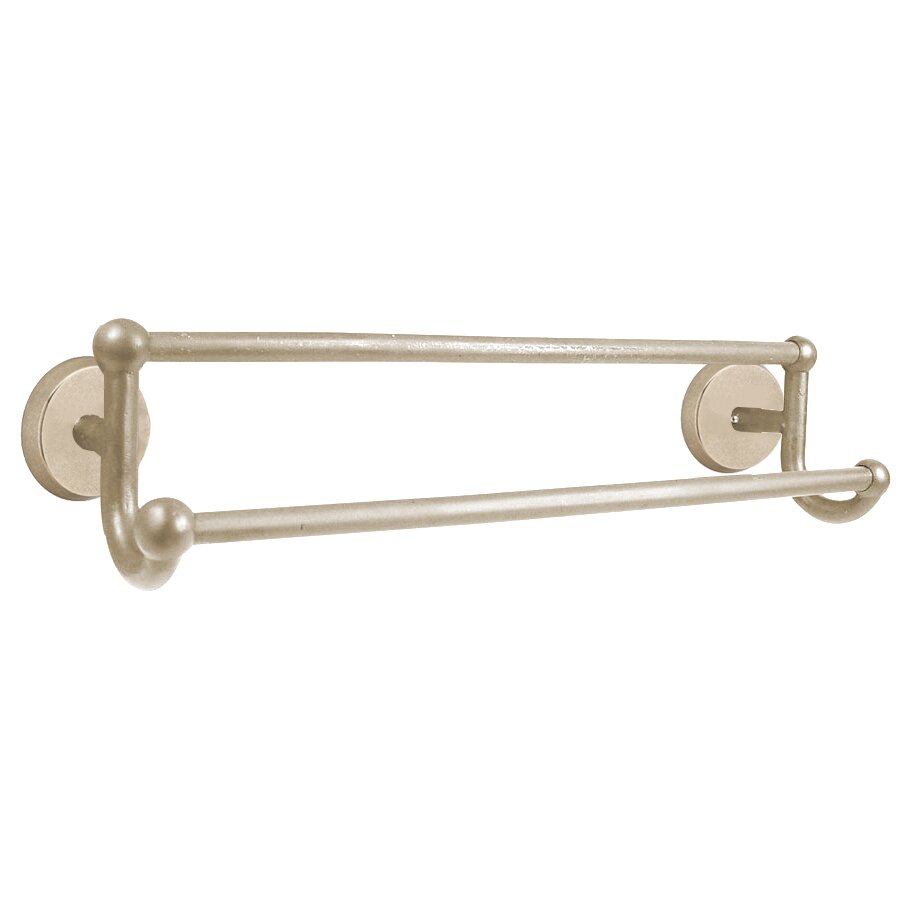 Emtek 18" Double Towel Bar with #2 Rose in Tumbled White Bronze