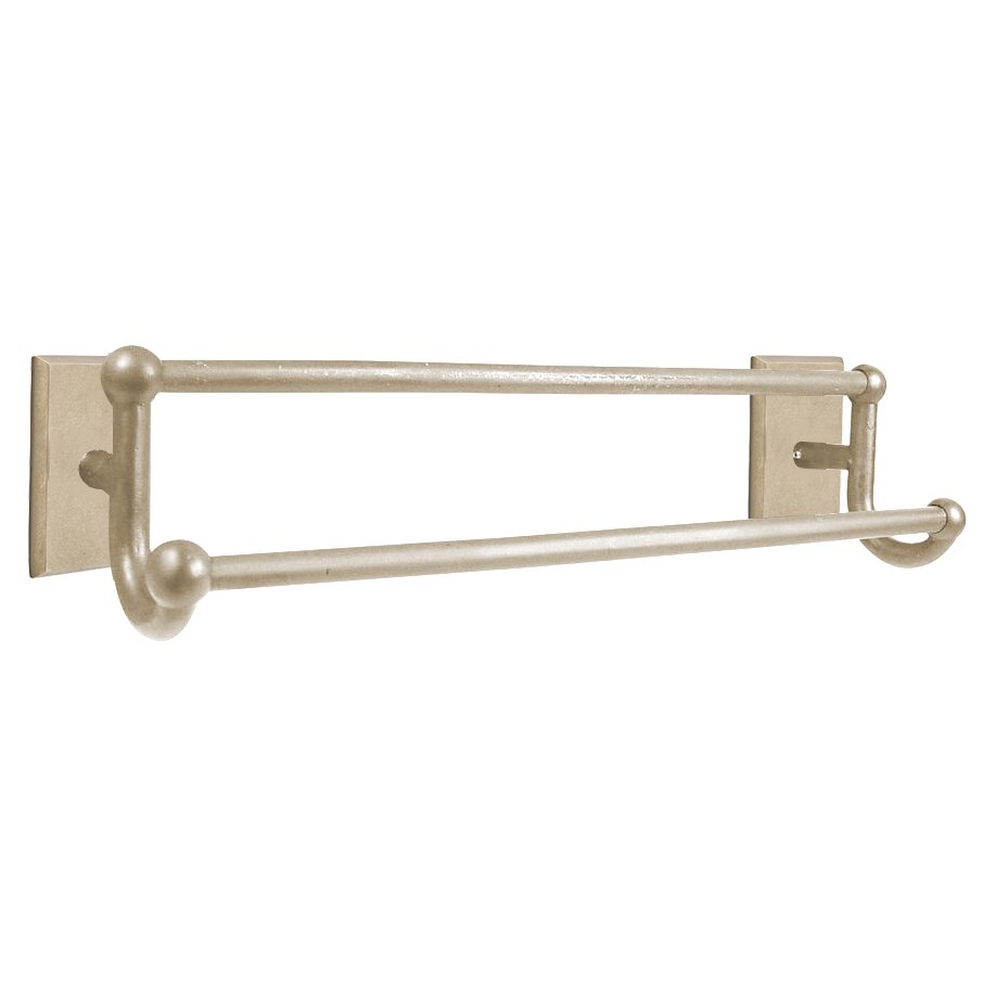 Emtek 18" Double Towel Bar with #3 Rose in Tumbled White Bronze