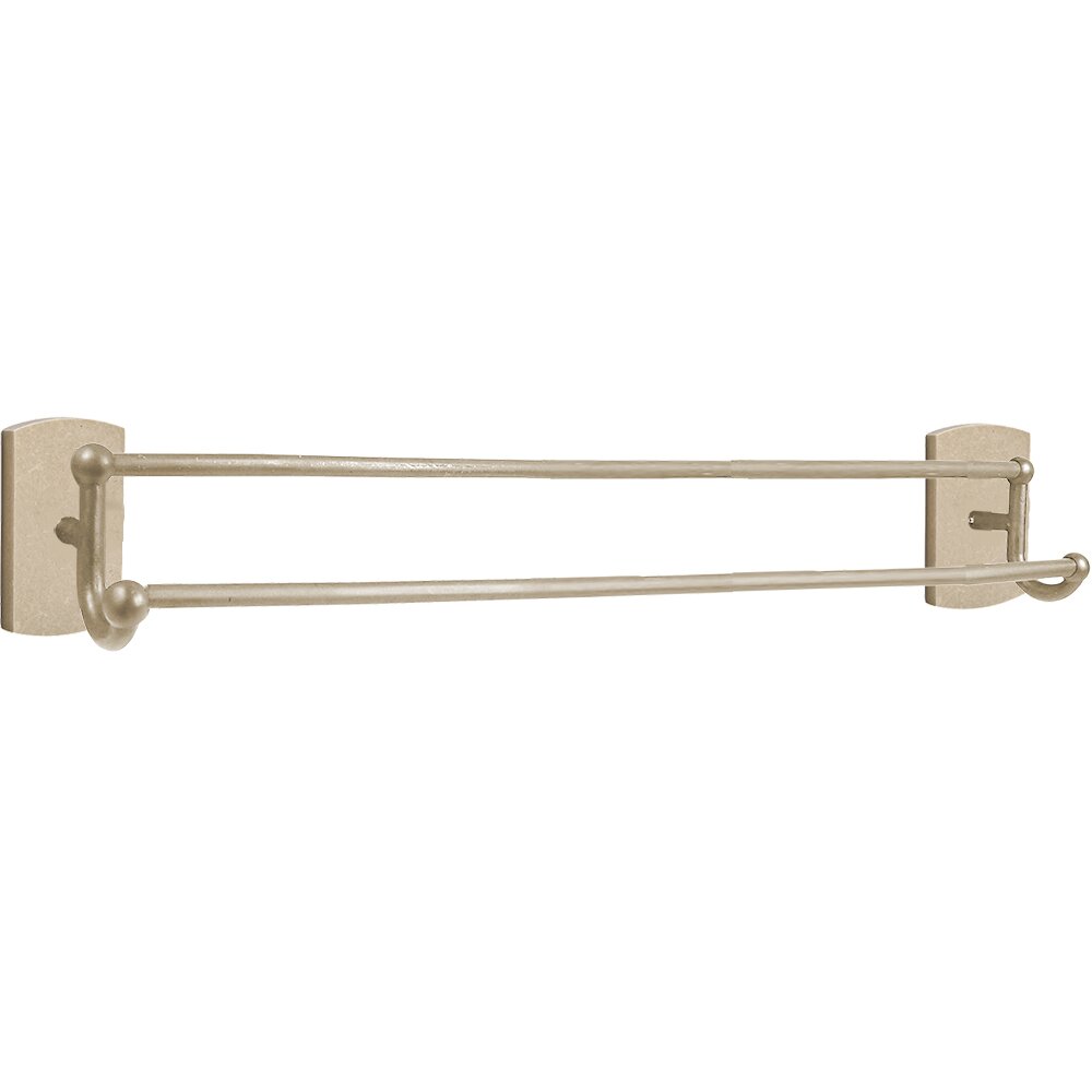 Emtek 30" Double Towel Bar with #4 Rose in Tumbled White Bronze