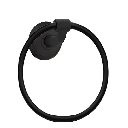 Emtek #2 Round Towel Ring in Flat Black Steel