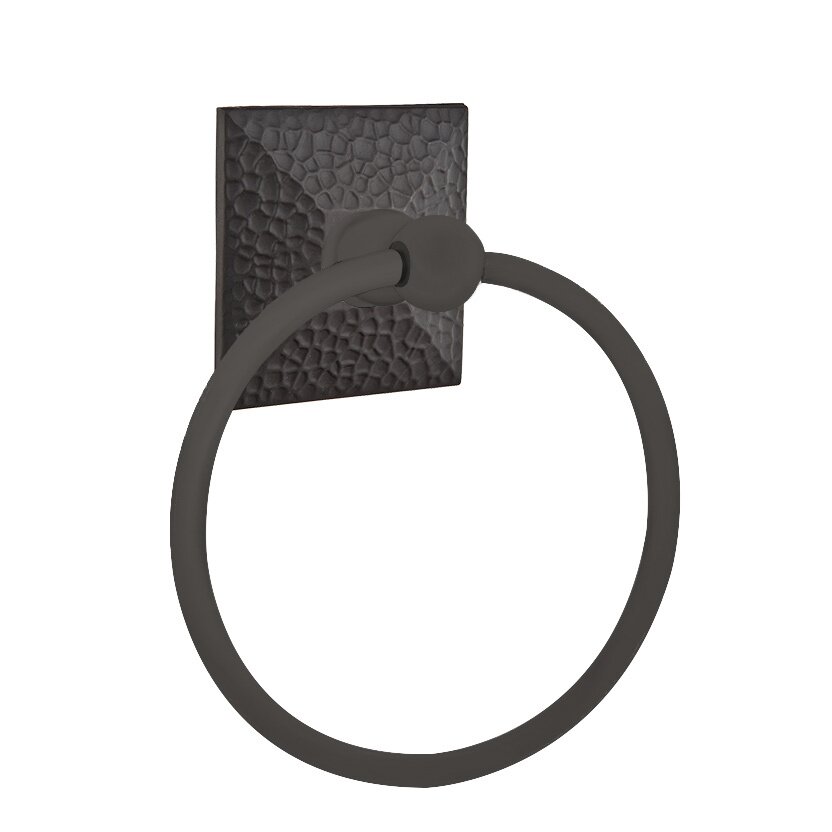 Emtek Hammered Towel Ring in Flat Black