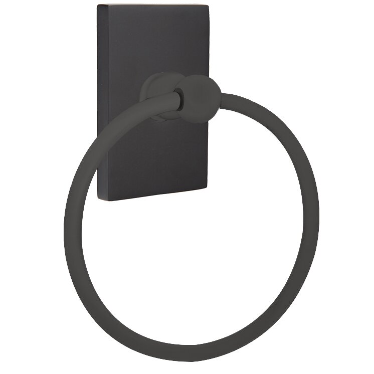 Emtek Modern Rectangular Towel Ring in Flat Black