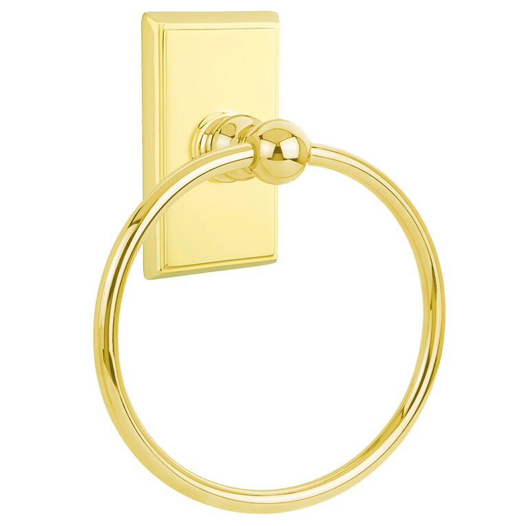 Emtek Rectangular Towel Ring in Lifetime Brass