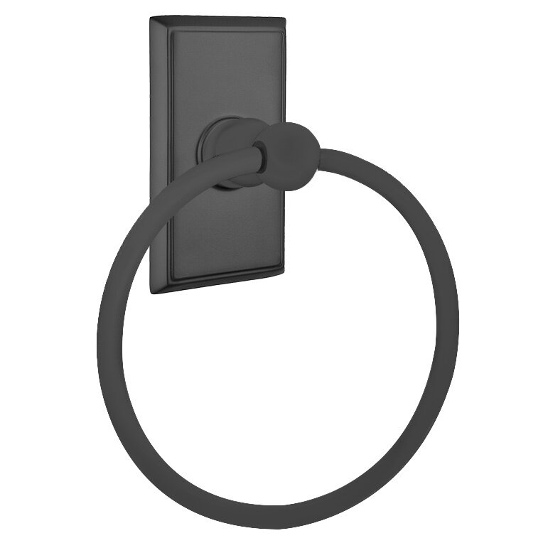 Emtek Rectangular Towel Ring in Flat Black