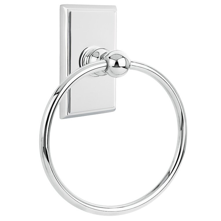 Emtek Rectangular Towel Ring in Polished Chrome