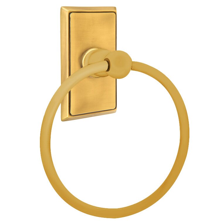 Emtek Rectangular Towel Ring in French Antique Brass