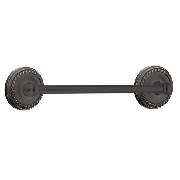 Emtek 12" Centers Brass Towel Bar with Rope Rosette in Oil Rubbed Bronze