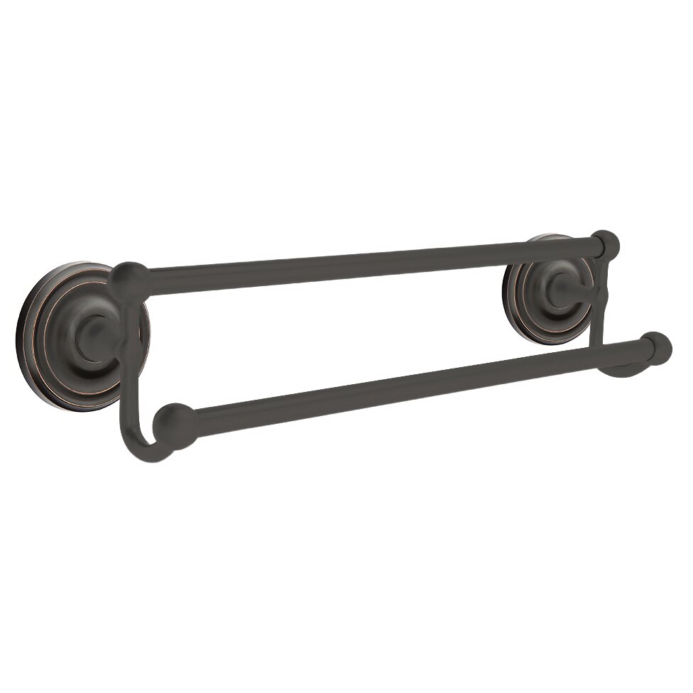 Emtek 18" Double Towel Bar with Small Regular Rose in Oil Rubbed Bronze