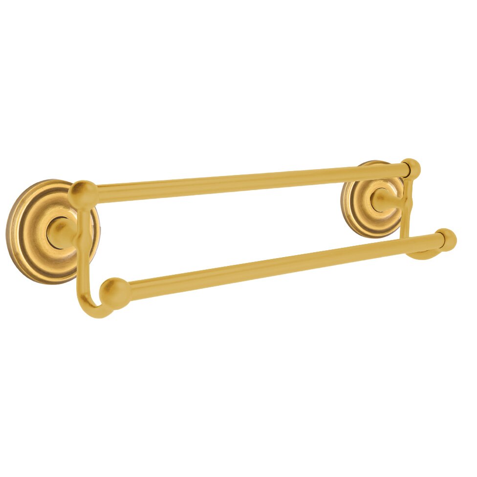 Emtek 18" Double Towel Bar with Small Regular Rose in French Antique Brass