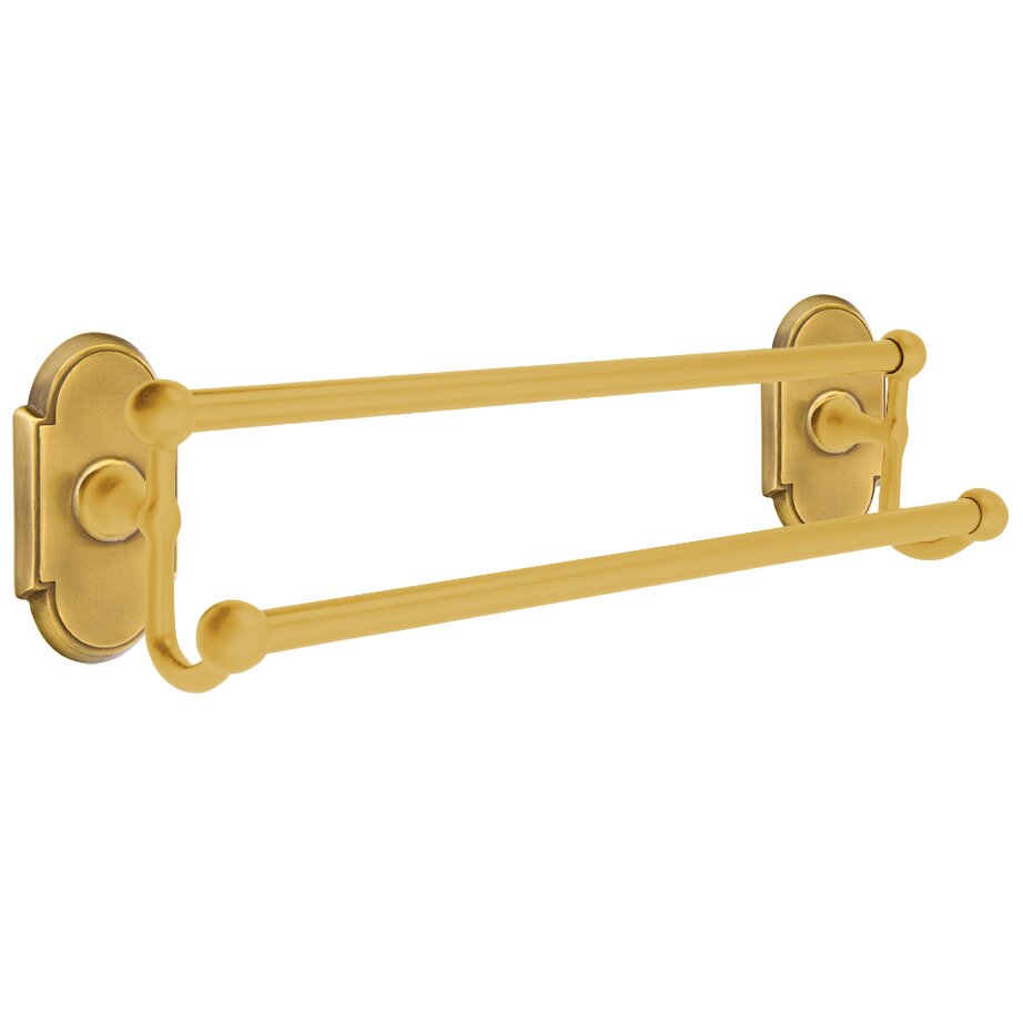 Emtek 18" Double Towel Bar with #8 Rose in French Antique Brass