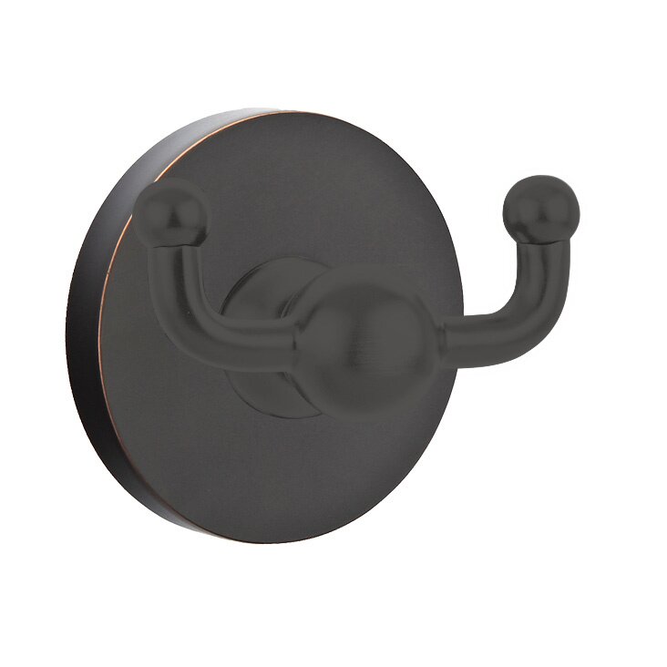 Emtek Regular Disk Double Hook in Oil Rubbed Bronze