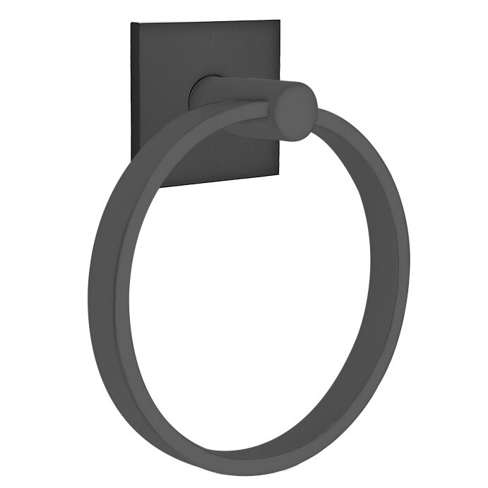 Emtek Square Towel Ring in Flat Black