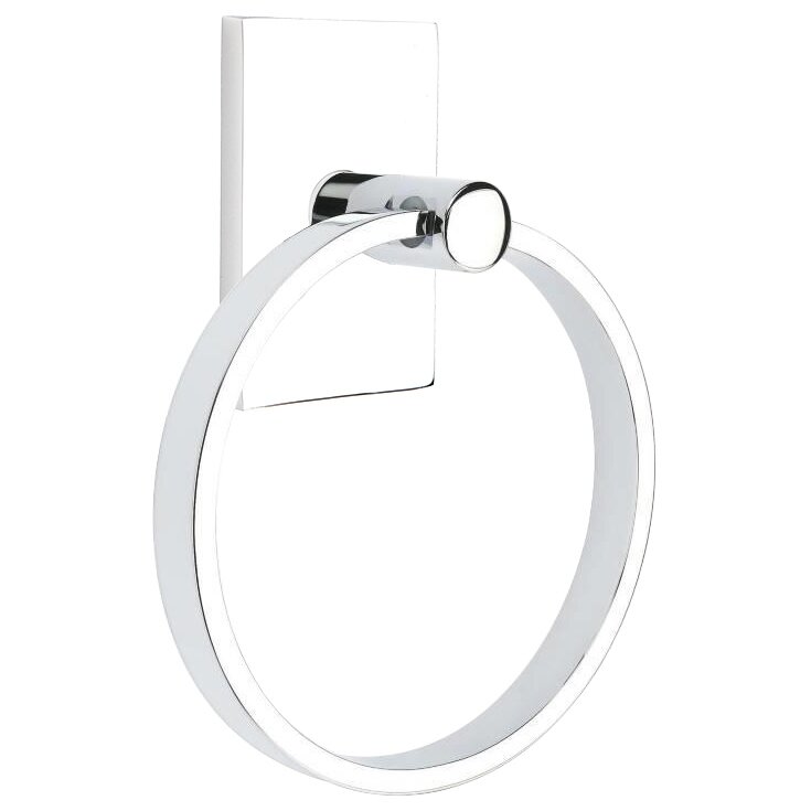 Emtek Modern Rectangular Towel Ring in Polished Chrome