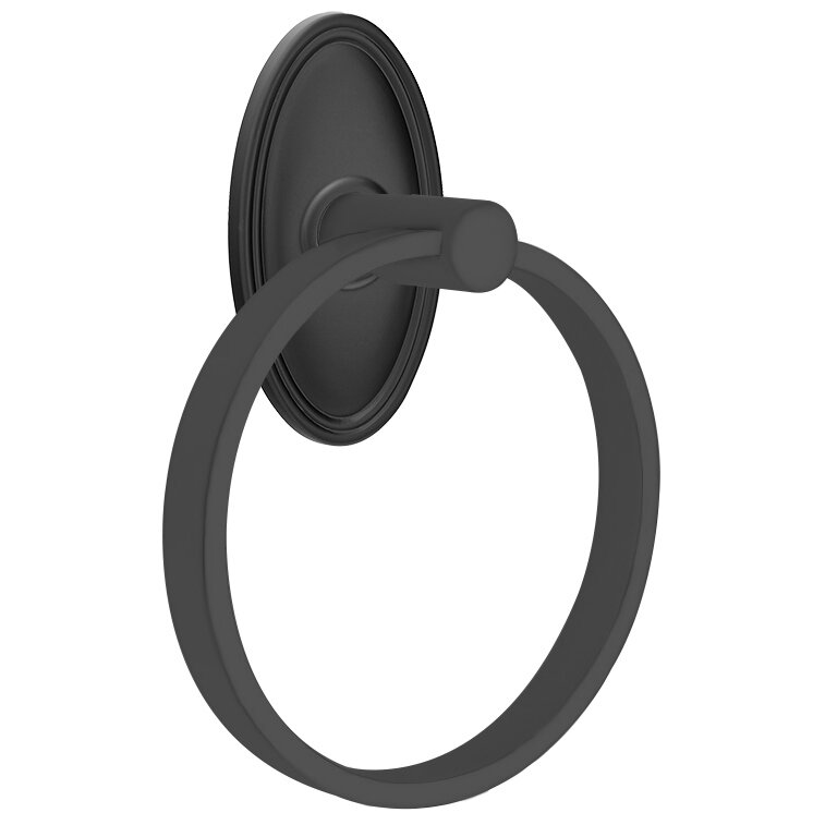 Emtek Oval Towel Ring in Flat Black