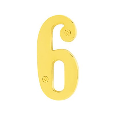 Emtek #6 Brass 5 1/2" House Number in Unlacquered Brass