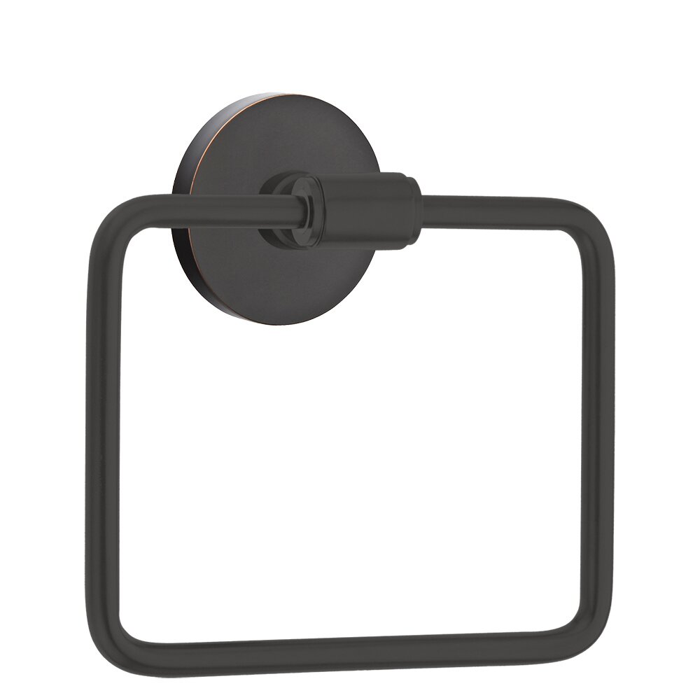 Emtek Transitional Brass Towel Ring with Small Disc Rosette in Oil Rubbed Bronze
