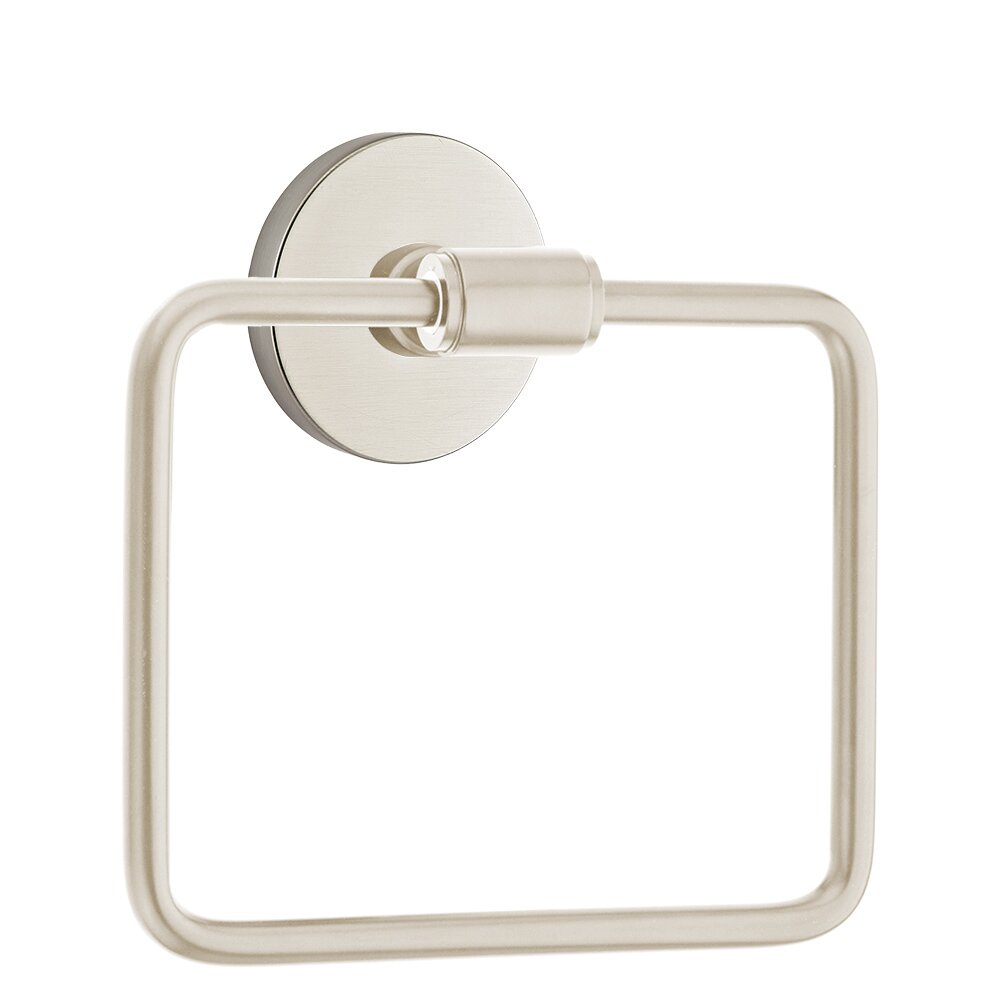 Emtek Transitional Brass Towel Ring with Small Disc Rosette in Satin Nickel