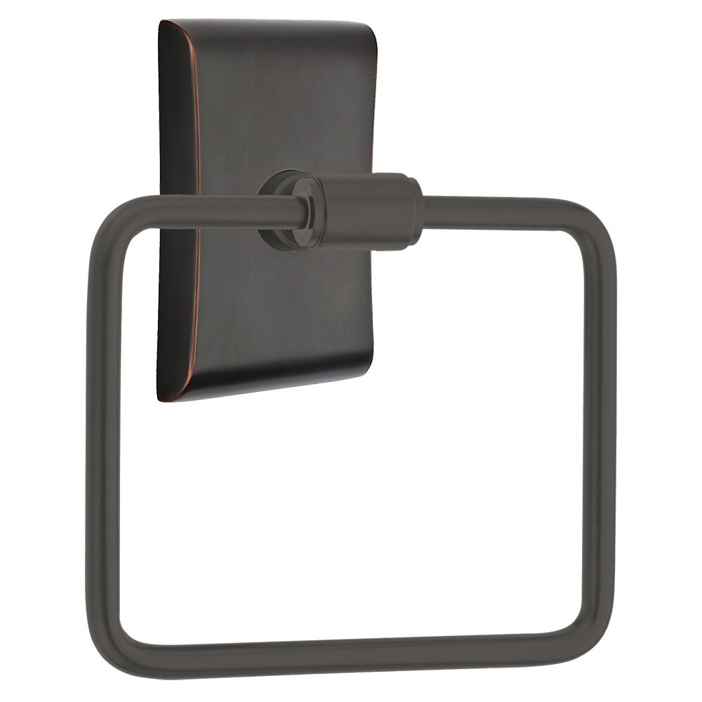 Emtek Transitional Brass Towel Ring with Neos Rosette in Oil Rubbed Bronze
