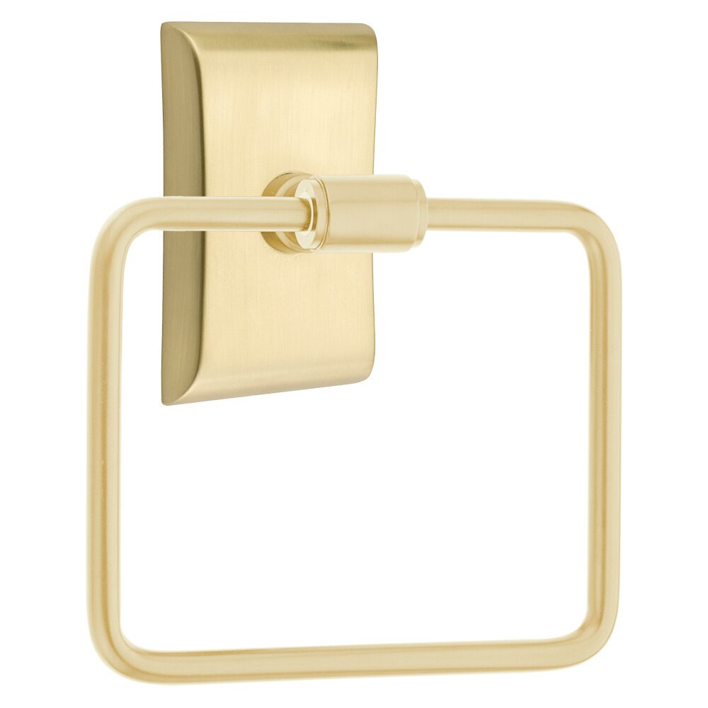 Emtek Transitional Brass Towel Ring with Neos Rosette in Satin Brass