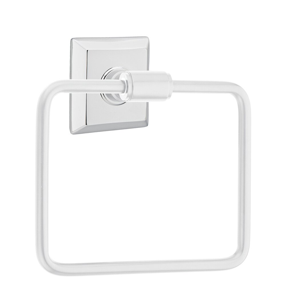 Emtek Transitional Brass Towel Ring with Quincy Rosette in Polished Chrome