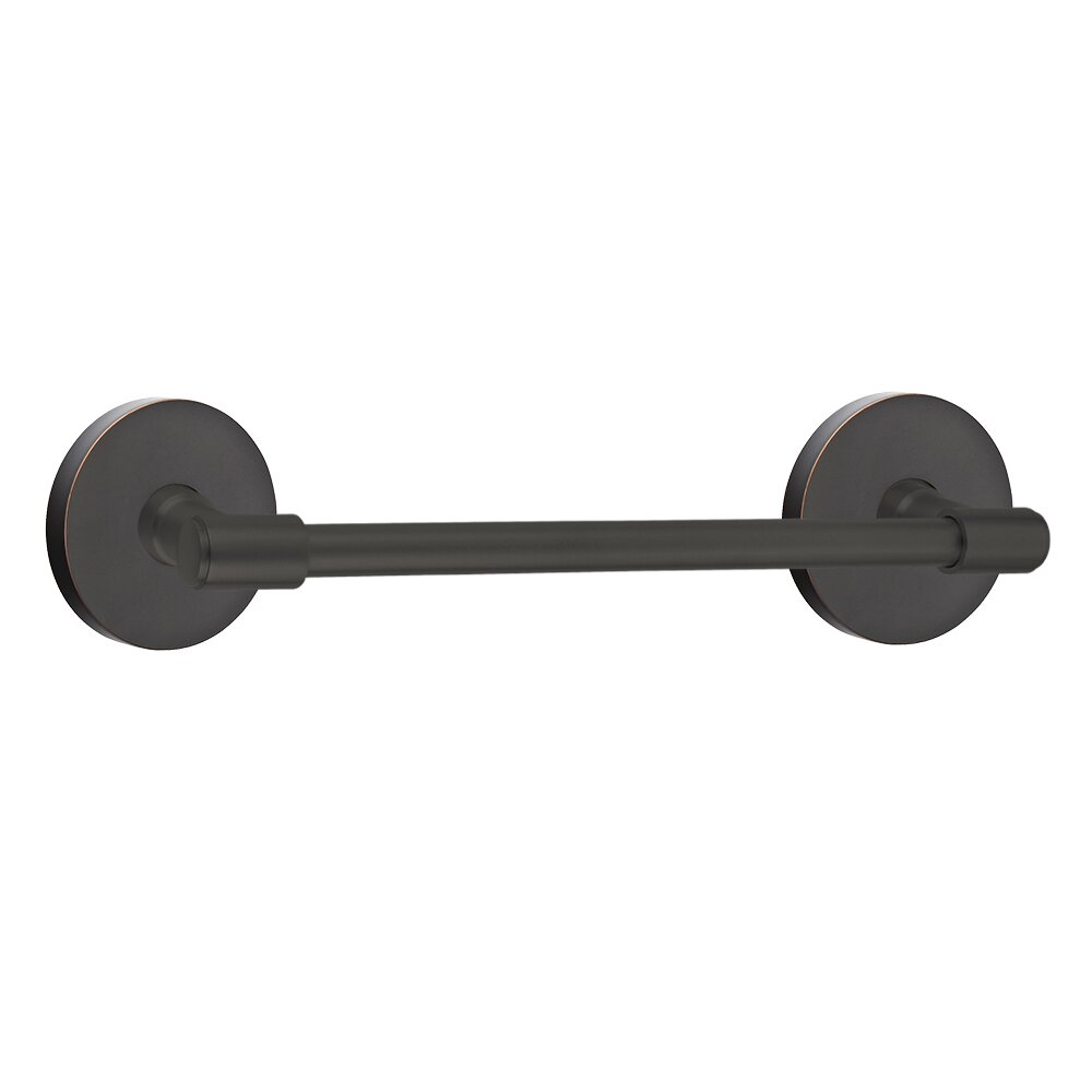 Emtek 12" Centers Transitional Brass Towel Bar with Small Disc Rosette in Oil Rubbed Bronze