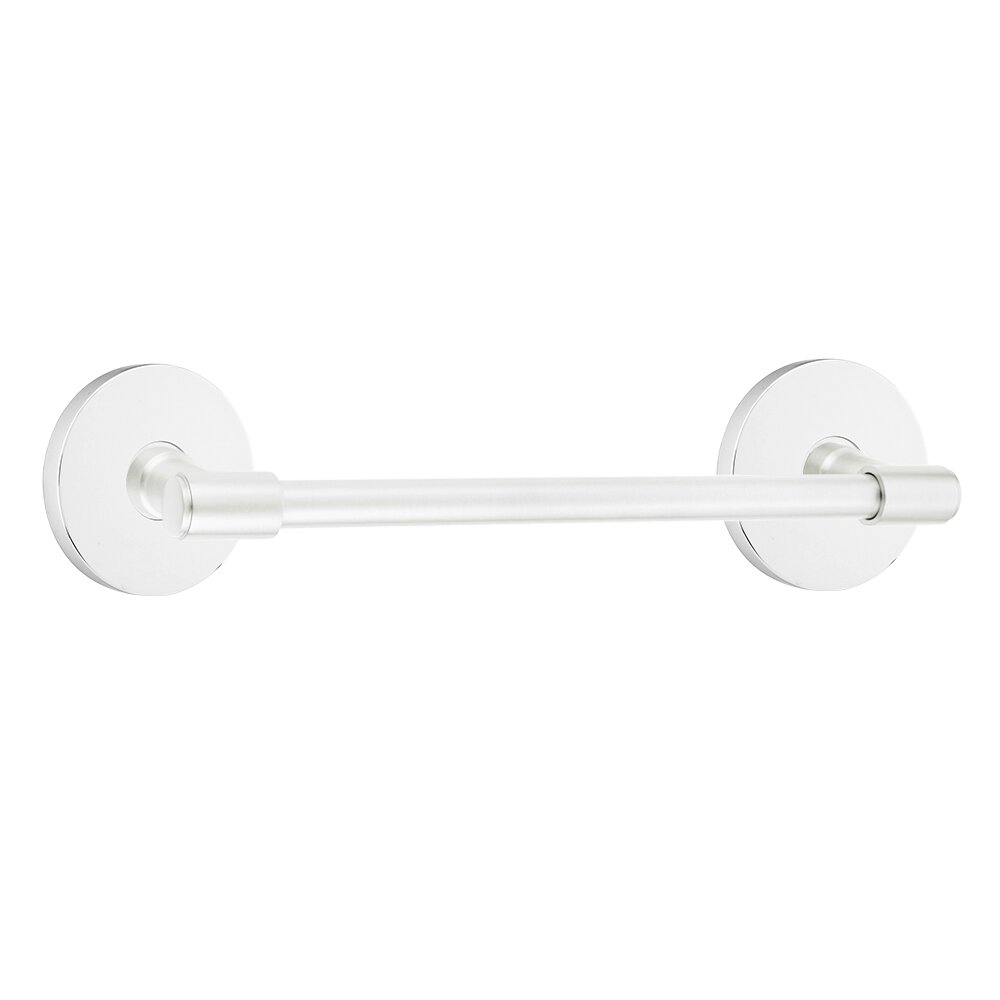 Emtek 12" Centers Transitional Brass Towel Bar with Small Disc Rosette in Polished Chrome