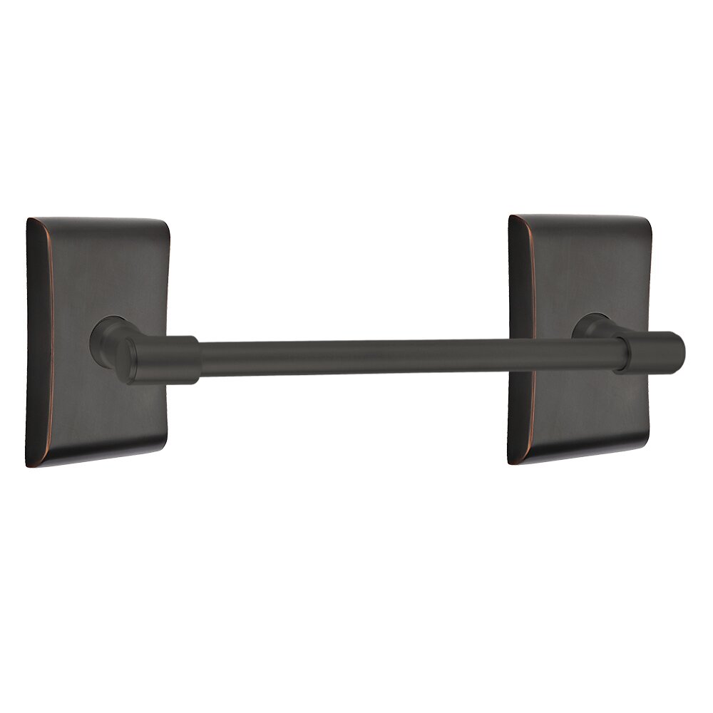 Emtek 12" Centers Transitional Brass Towel Bar with Neos Rosette in Oil Rubbed Bronze